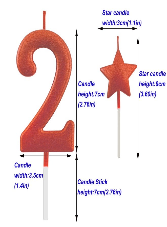 Willcan 2.75in Red Number 2 Birthday Candles, Happy Birthday Cake Cupcake Toppers Decoration and Celebrating for Adults/Kids Party Baking (2.75in Red Number 2) - Image 2