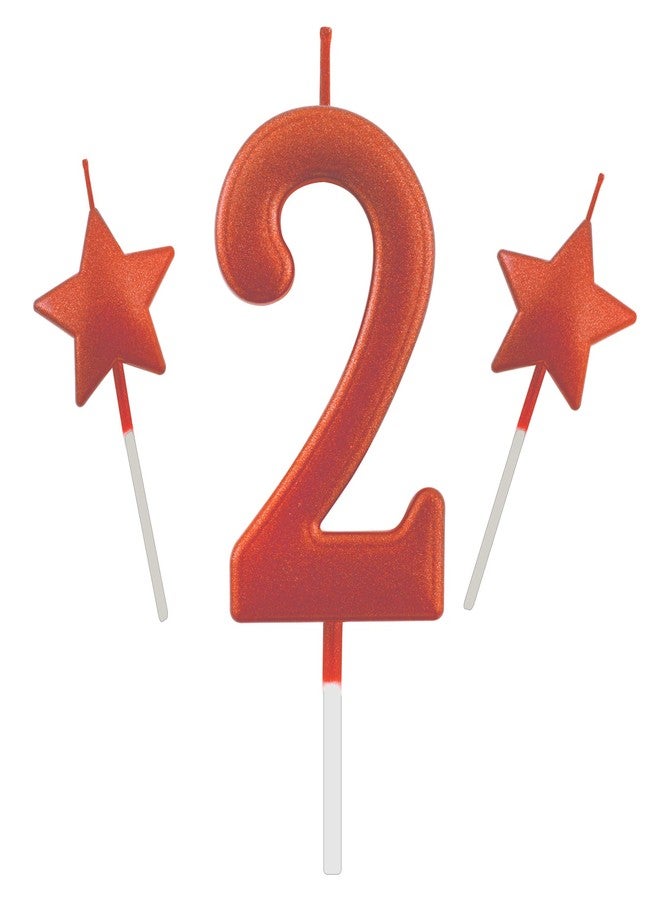 Willcan 2.75in Red Number 2 Birthday Candles, Happy Birthday Cake Cupcake Toppers Decoration and Celebrating for Adults/Kids Party Baking (2.75in Red Number 2) - Image 1