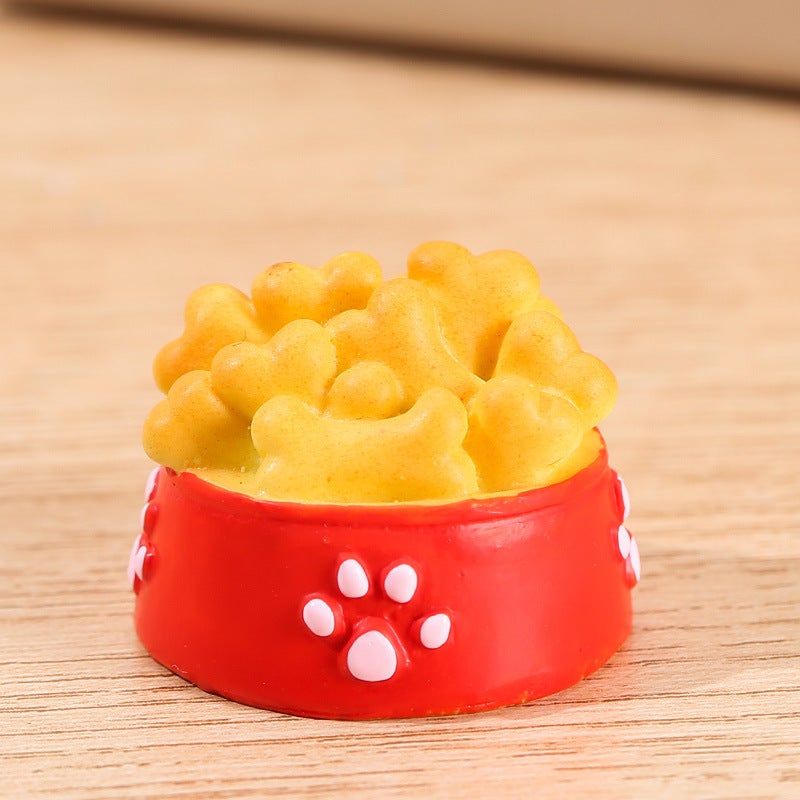 Generic New Resin Dog Miniature Garden Decor Red bowl 