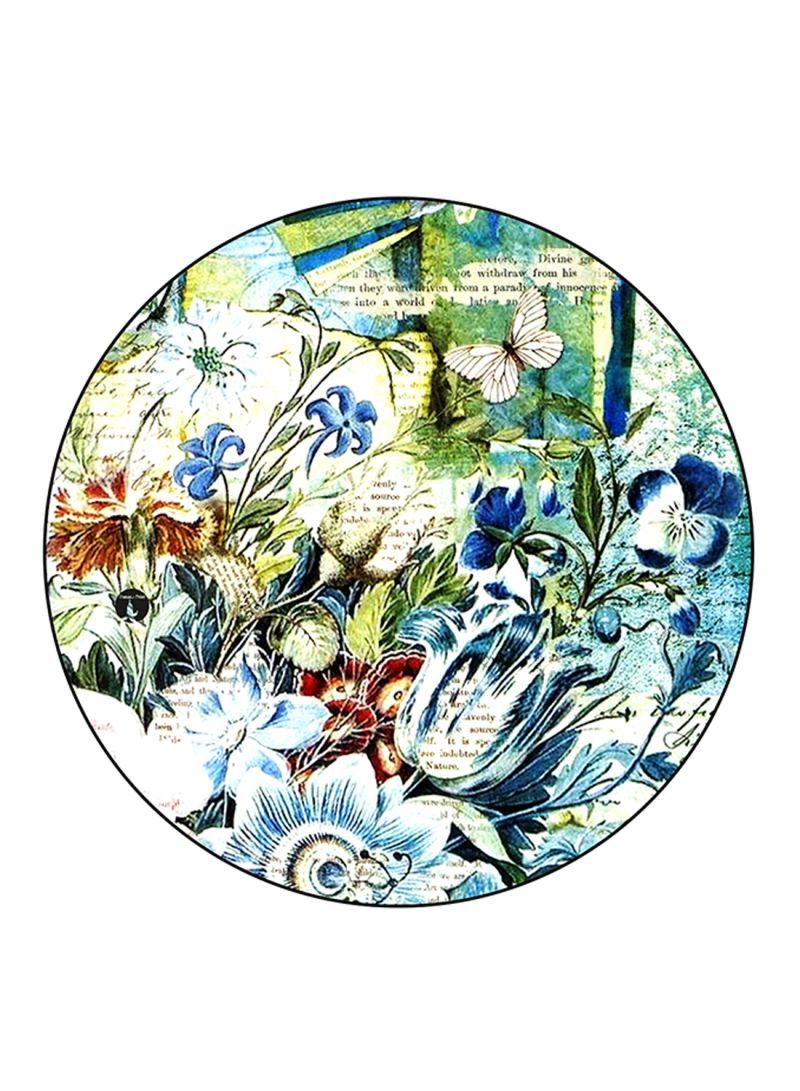 RKN Flowers Printed Mouse Pad Round  Multicolour