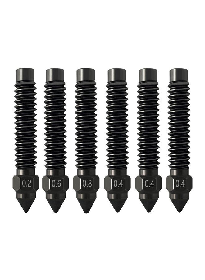 HzdaDeve 6PCS 0.2MM 0.4MM 0.6MM 0.8MM Hardened Nozzles for Centauri Carbon Stainless Steel Nozzle High Temperature Pointed Wear Resistant Nozzles High Flow Hotend Extruder for Elegoo Carbon 3D Printer - Image 1