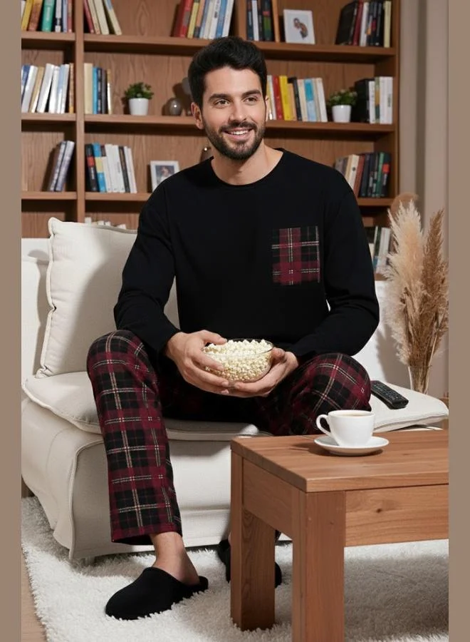 Buratti Buratti Plaid Pocket Elastic Waist 100% Cotton Regular Fit Pajama Set Men's PAJAMAS SET 6572001