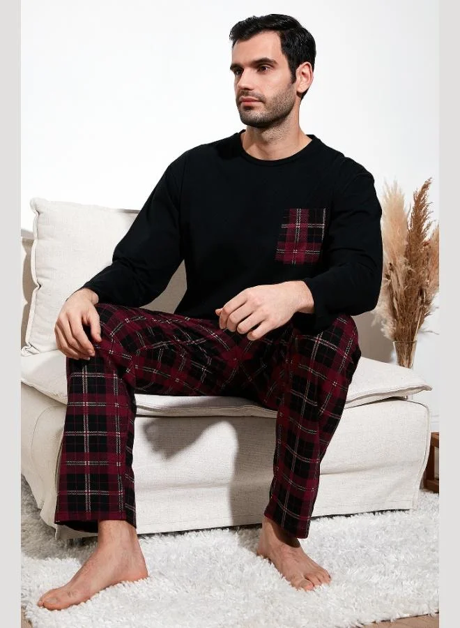 Buratti Buratti Plaid Pocketed Elastic Waist 100% Cotton Regular Fit Men's Pajama Set PAJAMA SET 6572001