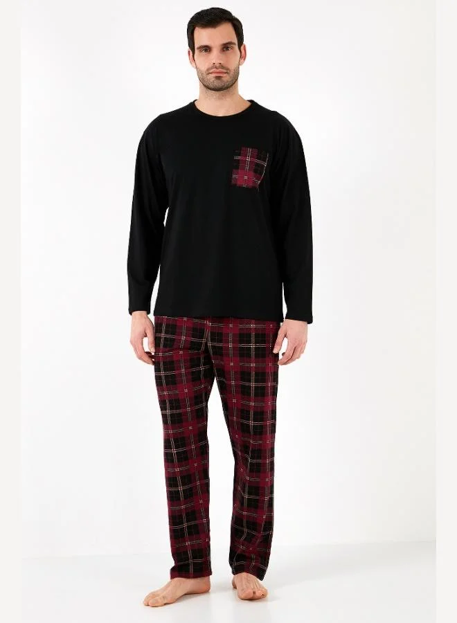 Buratti Buratti Plaid Pocketed Elastic Waist 100% Cotton Regular Fit Men's Pajama Set PAJAMA SET 6572001