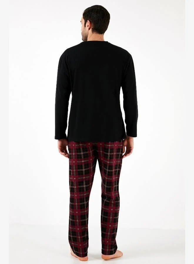 Buratti Buratti Plaid Pocketed Elastic Waist 100% Cotton Regular Fit Men's Pajama Set PAJAMA SET 6572001