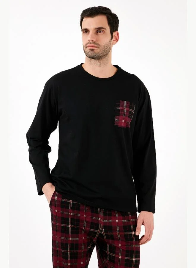 Buratti Buratti Plaid Pocketed Elastic Waist 100% Cotton Regular Fit Men's Pajama Set PAJAMA SET 6572001
