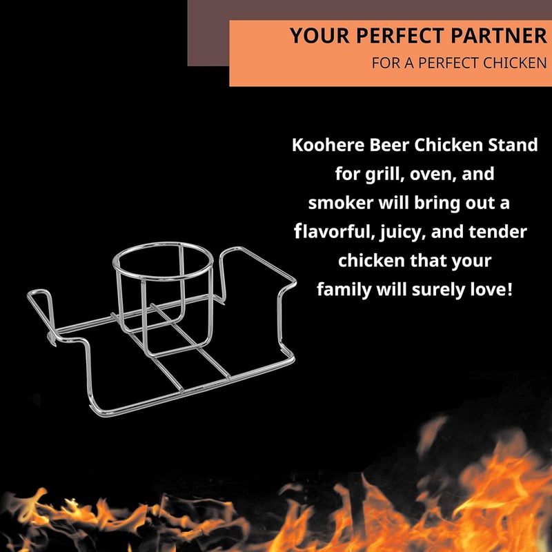 Koohere Beer Can Chicken Holder for Grill and Smoker, Premium Grade Stainless Steel Beer Chicken Stand with Handle - Image 5