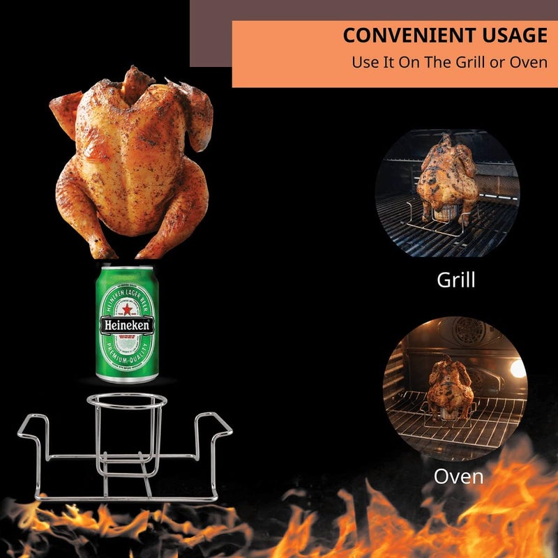 Koohere Beer Can Chicken Holder for Grill and Smoker, Premium Grade Stainless Steel Beer Chicken Stand with Handle - Image 4