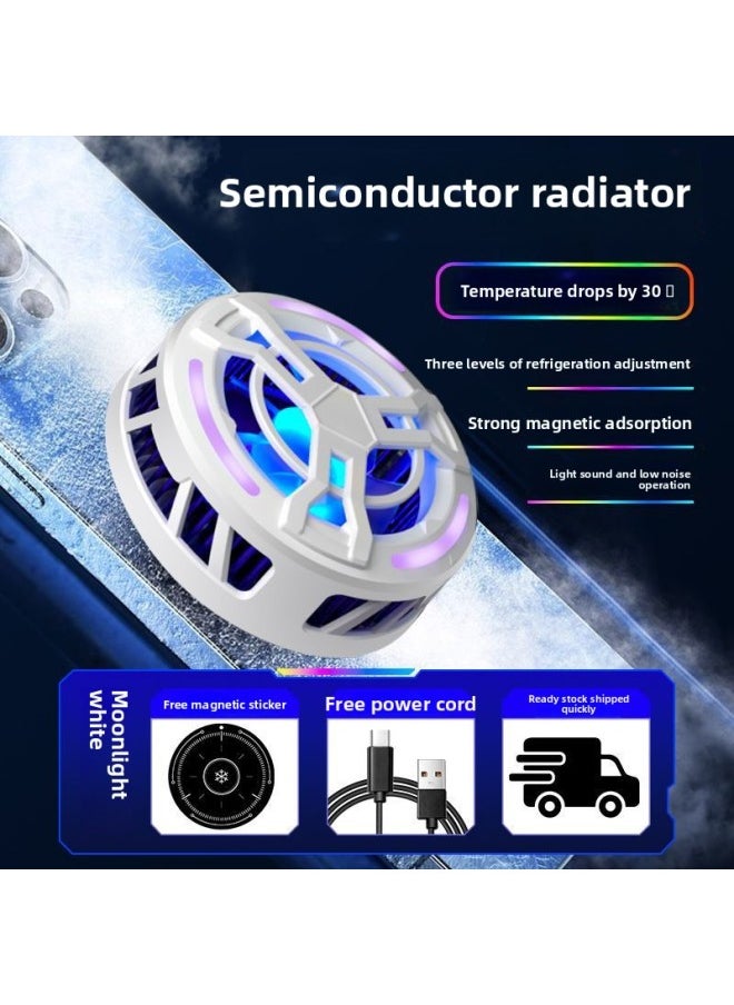 Mobile Phone Radiator S25 Can Freeze Semiconductor Refrigeration Game Cooling Live Broadcast With Chicken Artifact-Product Color:S13 Magnetic Semiconductor Heat Sink-White  - Image 1