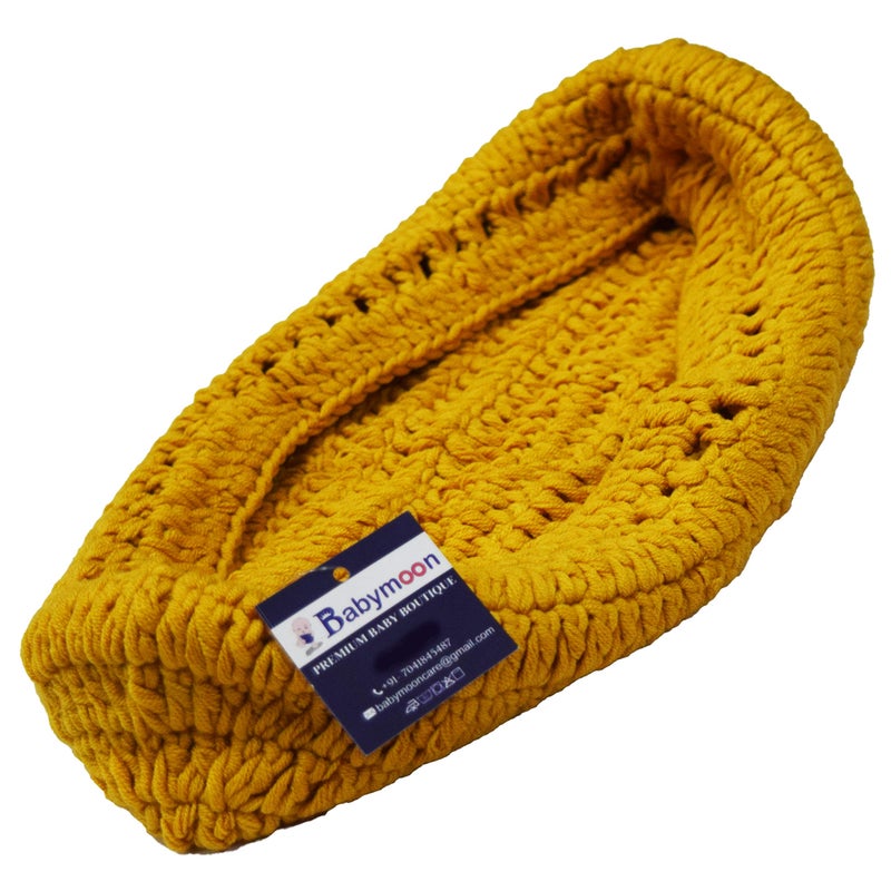 Babymoon Knitted Pods Cocoon Baby Photography Props - Baby Swaddle Wraps Blanket - (Mustard) (232.0mm L X 221.0mm W) - Image 2