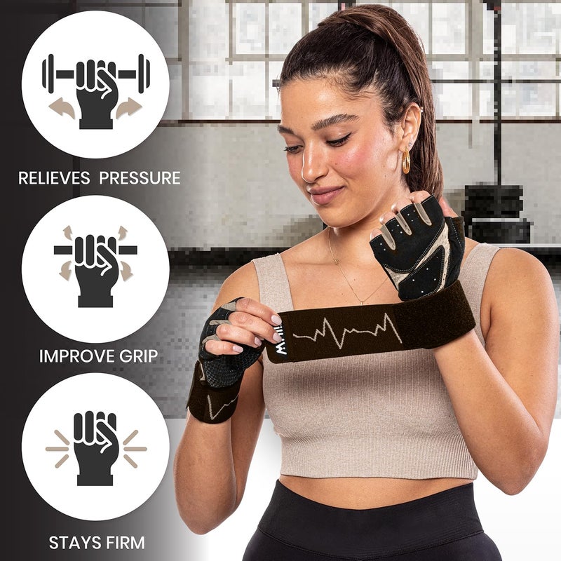 MhIL Workout Gloves for Women â€“ Breathable Gym Gloves for Women with Palm Protection and Enhanced Grip â€“ Padded Weight Lifting Glove for Womens with Wrist Wraps Support Weightlifting Exercise Cycling - Image 2