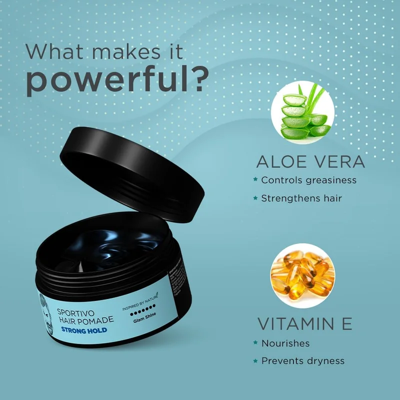 The Man Company The Man Company Sportivo Stronghold Hair Styling Pomade Wax for Men | Stylish Glossy Finish with Volume | Non Sticky - 100gm