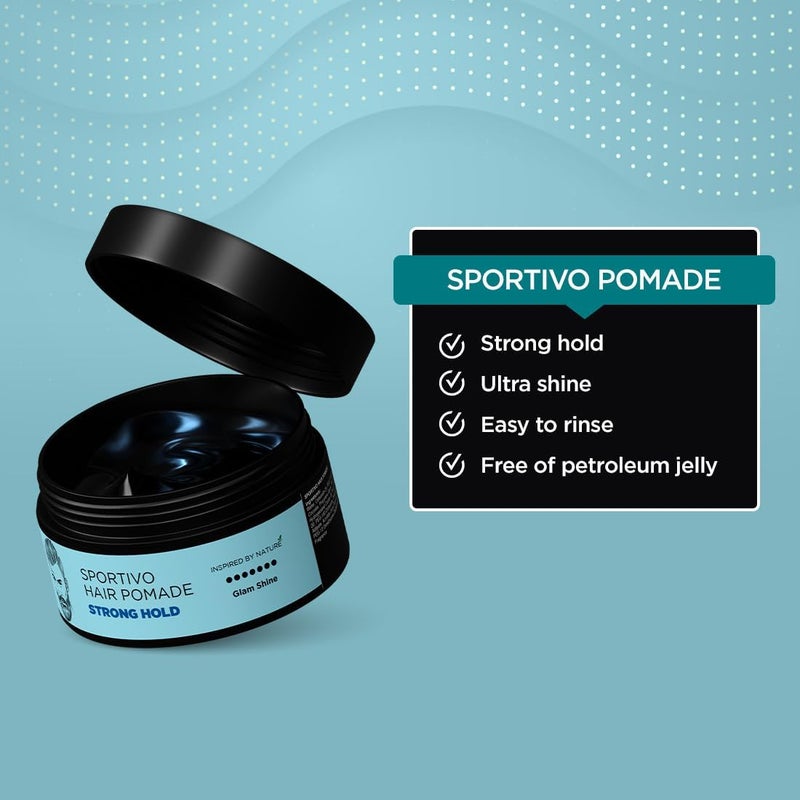 The Man Company Sportivo Stronghold Hair Styling Pomade Wax for Men | Stylish Glossy Finish with Volume | Non Sticky - 100gm - Image 5