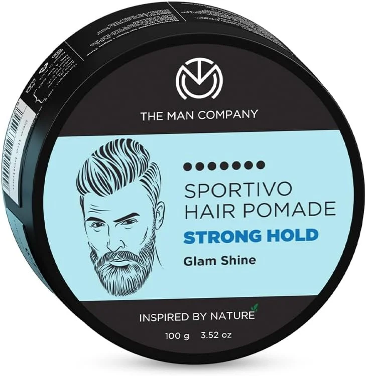 The Man Company Sportivo Stronghold Hair Styling Pomade Wax for Men | Stylish Glossy Finish with Volume | Non Sticky - 100gm