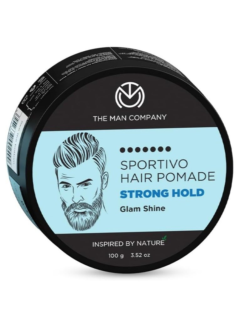 The Man Company Sportivo Stronghold Hair Styling Pomade Wax for Men | Stylish Glossy Finish with Volume | Non Sticky - 100gm - Image 1