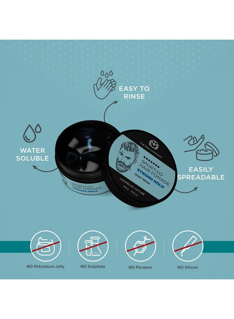 The Man Company  The Man Company Sportivo Stronghold Hair Styling Pomade Wax for Men | Stylish Glossy Finish with Volume | Non Sticky - 100gm for Men | Best Price UAE