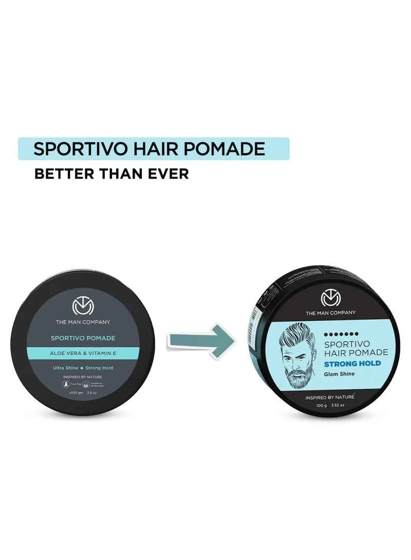 The Man Company  The Man Company Sportivo Stronghold Hair Styling Pomade Wax for Men | Stylish Glossy Finish with Volume | Non Sticky - 100gm for Men | Best Price UAE