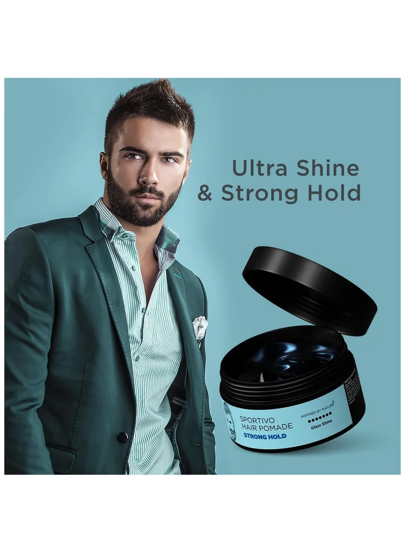The Man Company  The Man Company Sportivo Stronghold Hair Styling Pomade Wax for Men | Stylish Glossy Finish with Volume | Non Sticky - 100gm for Men | Best Price UAE
