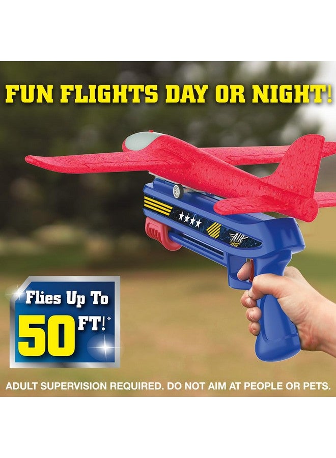 Ontel Air Hero Airplane Launcher Toy with LED Lights, Fun Outdoor Toy Includes 3 Airplanes & 1 Launcher, Kids Toy for Christmas or Gift for Kids, Nighttime Light Up Toy, Durable ABS Material, Blue - Image 3