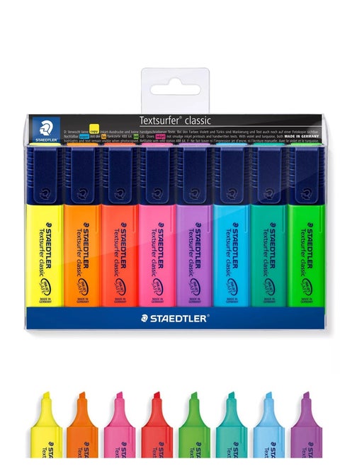 8-Piece Textsurfer Highlighter Chisel Tip Flourescent Colours