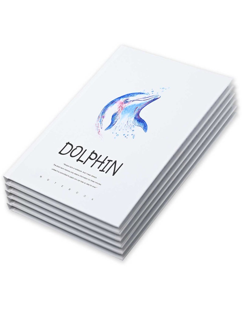 FIS Pack Of 5 Hard Cover Notebook, 96 Sheets A4 Dolphin Design 1 -FSNBHCA496-DOL1 - Image 3