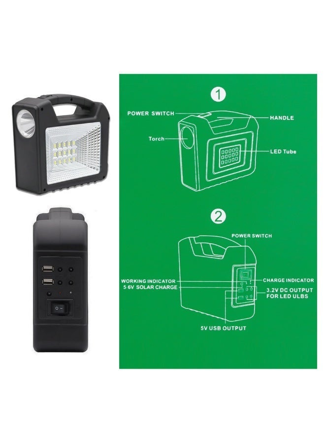 GD-103 Solar Multi-Functional Lighting Light | LED Spotlight & External Bulbs | USB Output | Suitable for Camping and Outdoor Activities - Image 4