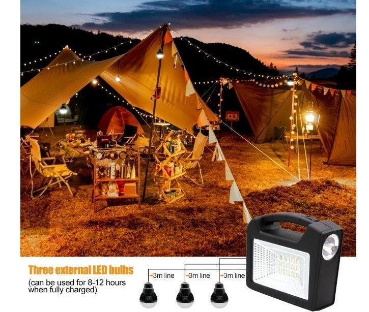 مصباح GD-103 متعدد الوظائف يعمل بالطاقة الشمسية | مصباح LED كشاف ومصباح خارجي | مخرج USB | مناسب للتخييم والأنشطة الخارجية - Image 1