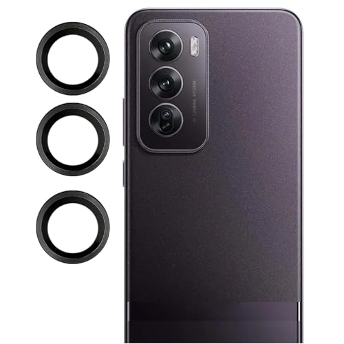 ZARALA Camera Lens Frame Glass Compatible with Oppo Reno 12 Pro 5G / Oppo Reno 12 5G Tempered Glass Aluminum Alloy Frame Individual Camera Lens Protector Cover Black - Image 1