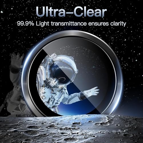 ZARALA Camera Lens Frame Glass Compatible with Oppo Reno 12 Pro 5G / Oppo Reno 12 5G Tempered Glass Aluminum Alloy Frame Individual Camera Lens Protector Cover Black - Image 4