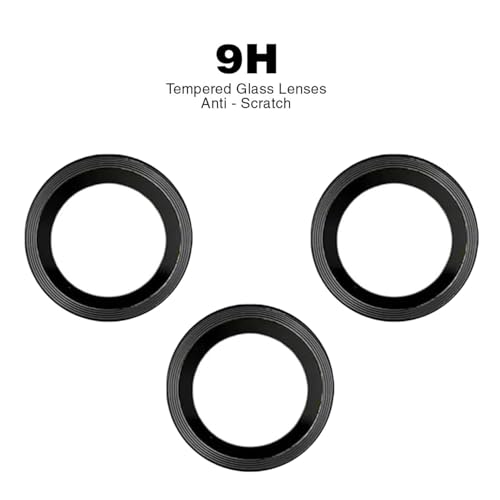 ZARALA Camera Lens Frame Glass Compatible with Oppo Reno 12 Pro 5G / Oppo Reno 12 5G Tempered Glass Aluminum Alloy Frame Individual Camera Lens Protector Cover Black - Image 3