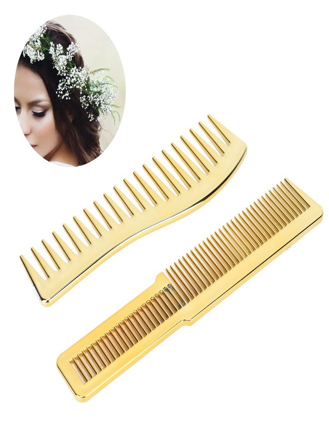 ZERONE Professional Wide Tooth Comb for All Hair Types, Smooth Detangling Hairbrush with Ergonomic Design, Anti-Static Gold Metal Comb for Men Women Salon Use - Image 4