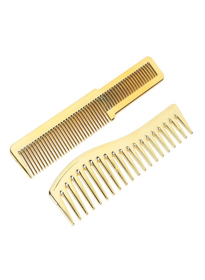ZERONE Professional Wide Tooth Comb for All Hair Types, Smooth Detangling Hairbrush with Ergonomic Design, Anti-Static Gold Metal Comb for Men Women Salon Use - Image 5