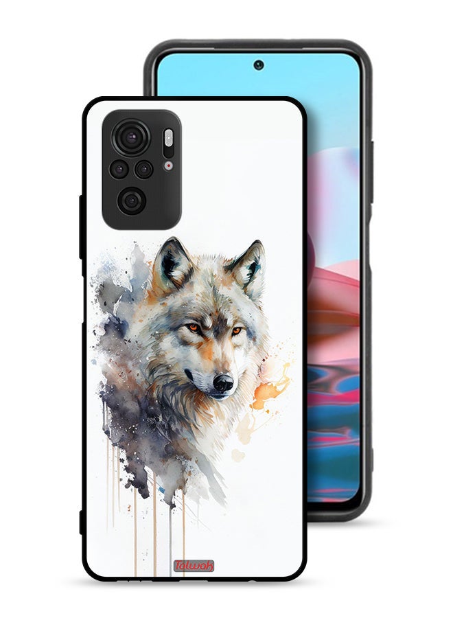 Tolwak Xiaomi Redmi Note 10S Protective Case Cover Wolf Abstract Art - Image 1