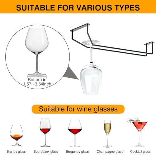 FOMANSH 14-Inch Under Cabinet Wine Glass Holder - Metal Stemware Rack, Single Rail Hanging Rack for Kitchen Bar - Set of 3 - Image 4