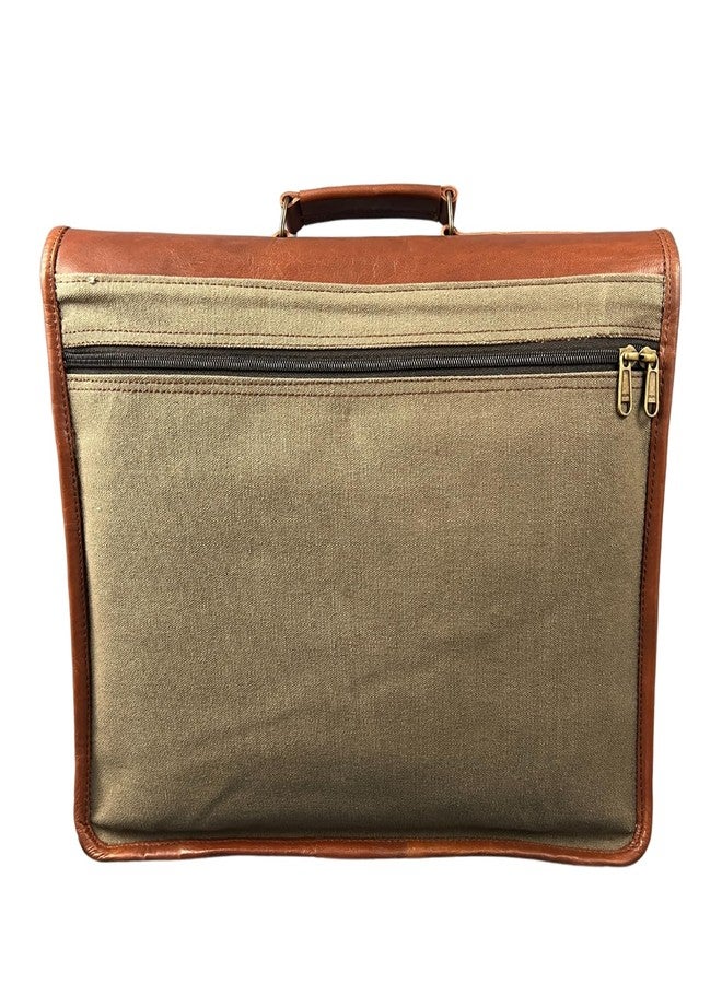 Madosh Genuine Brown Leather Canvas Laptop Men’s Briefcase Side Crossbody Office Shoulder Business Messenger Laptop Handbag for men, Brown, Medium - Image 2
