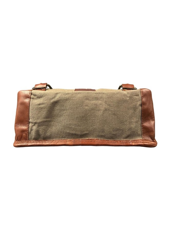 Madosh Genuine Brown Leather Canvas Laptop Men’s Briefcase Side Crossbody Office Shoulder Business Messenger Laptop Handbag for men, Brown, Medium - Image 4