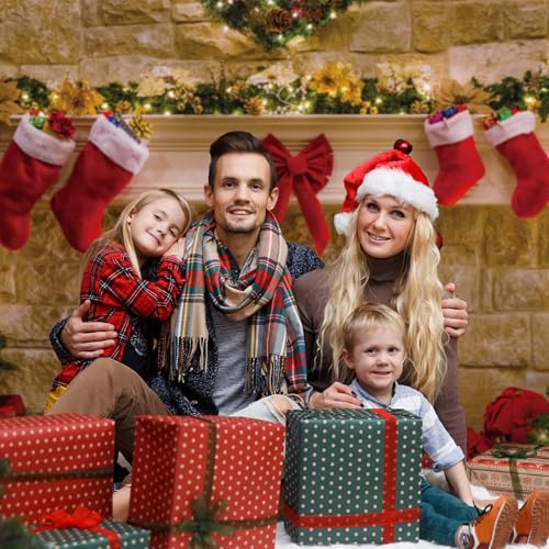 Funnytree 7x5ft Christmas Fireplace Backdrop Interior Vintage Xmas Tree Stockings Photography Background Portrait Photobooth Party Banner Decorations Photo Studio Props - Image 2
