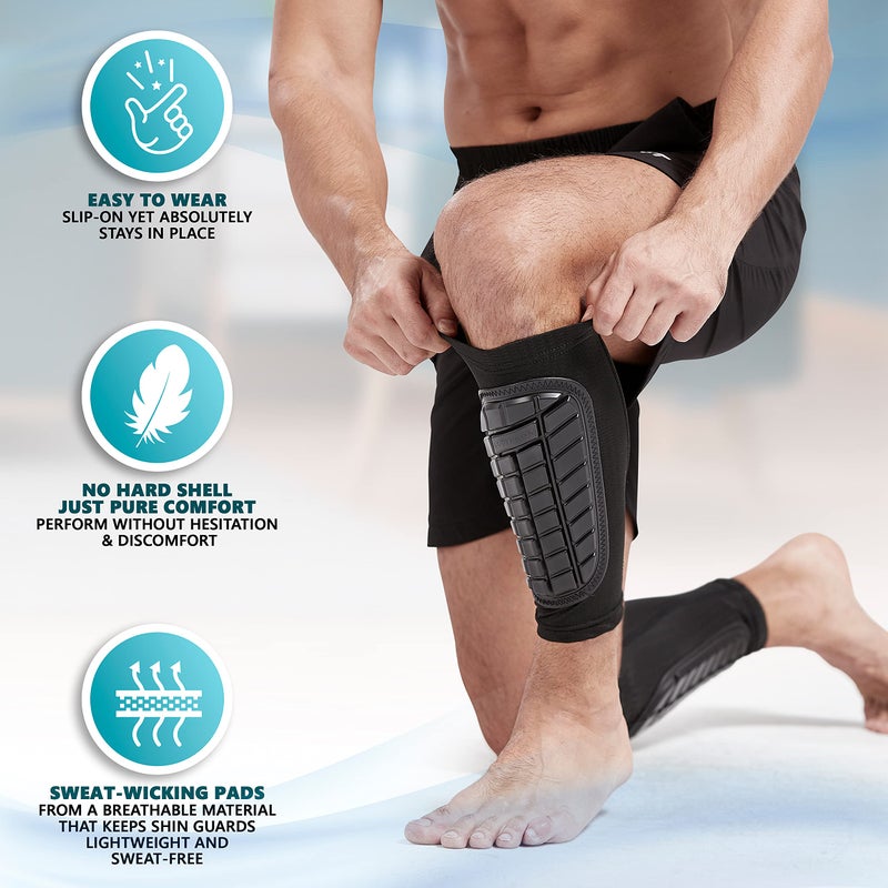 Bodyprox أكمام واقيات الساق لكرة القدم للرجال والنساء والشباب (X-Large) - Image 4