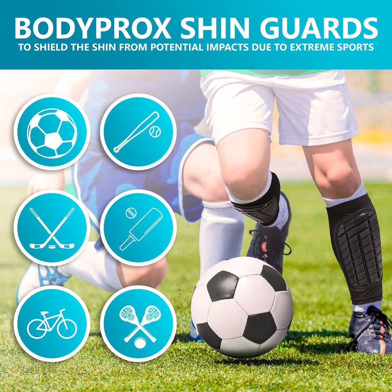 Bodyprox أكمام واقيات الساق لكرة القدم للرجال والنساء والشباب (X-Large) - Image 5