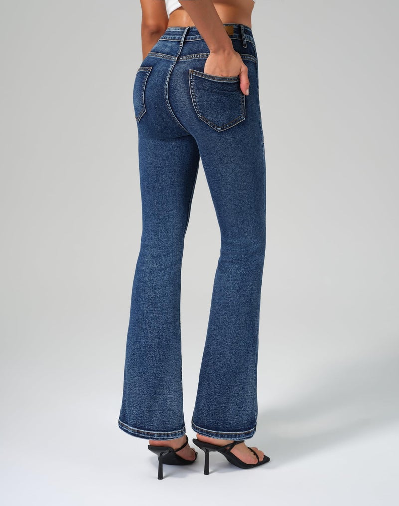 roswear Flare Jeans for Women Bootcut Stretchy Slim Fit Denim Pants Fall Outfits Blue Medium - Image 4