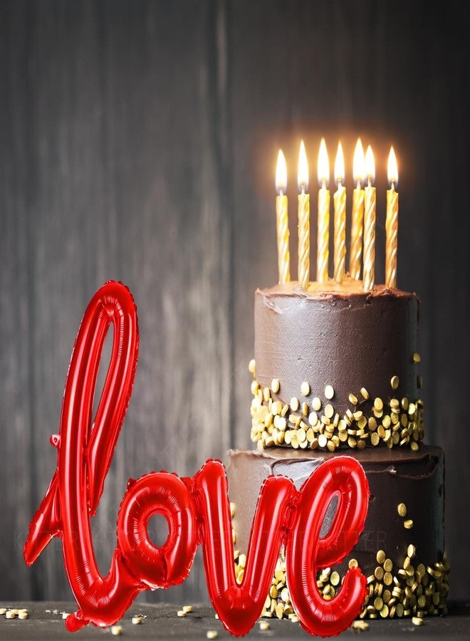KITTER Love Red Foil Balloon | Foil Party Balloons Decoration for Birthday, Anniversary, Ring Ceremony, Welcome, Festival, Wedding, Valentine Day Celebration | Cursive Font Love Balloon Red Color - Image 4