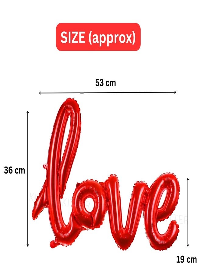 KITTER Love Red Foil Balloon | Foil Party Balloons Decoration for Birthday, Anniversary, Ring Ceremony, Welcome, Festival, Wedding, Valentine Day Celebration | Cursive Font Love Balloon Red Color - Image 3