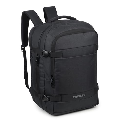 Wesley Luxur 45 Ltrs Overnighter Expandable Travel Laptop Backpack, Flight Cabin Approved Carry On with 16 inch Laptop Compartment, Anti Theft feature business/Travel/Weekender/college Charcoal Black - Image 4