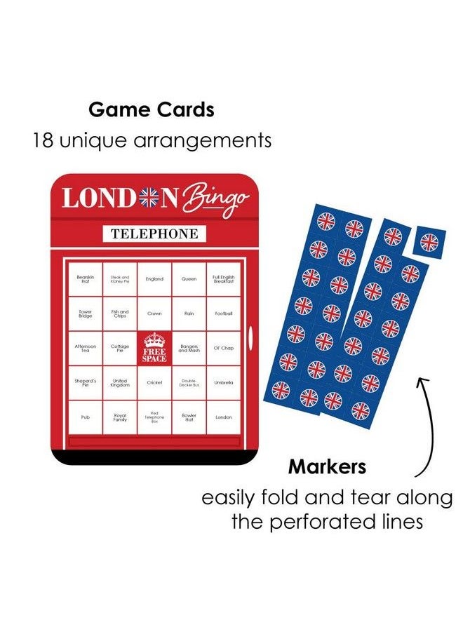 Big Dot of Happiness Cheerio London Bingo Cards And Markers British Uk Party Bingo Game Set Of 18  - Image 3