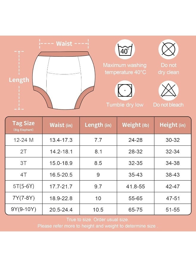 BIG ELEPHANT Girls' Toddler Potty Padded Pure Cotton Pee Training Pants Underwear, 12M-5T - Image 2