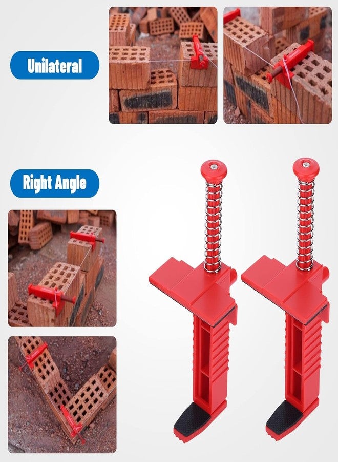 AYNEFY Bricklaying Lines,2Pcs Brick Liner Runner Wire Drawer Laying Brick Hanging Leveling Measuring Tool Bricklaying Tool Fixer Bricklaying Clamps for Masonry Line(Red) - Image 4