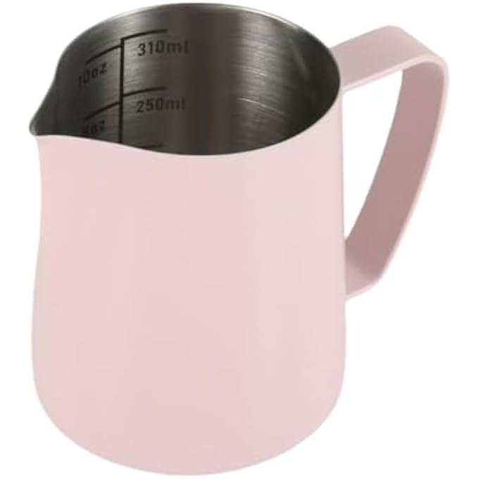 Dianoo Milk Frothing Pitcher 350Ml Stainless Steel Espresso Steaming Pitcher Milk Frother Cup For Coffee Cappuccino With Measurement Scale Pink - Image 1
