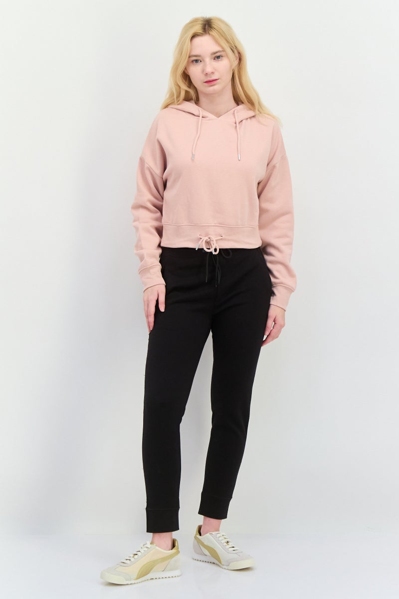 JUICE Women Plain Crop Hooded Sweatshirt, Dusty Pink - Image 4