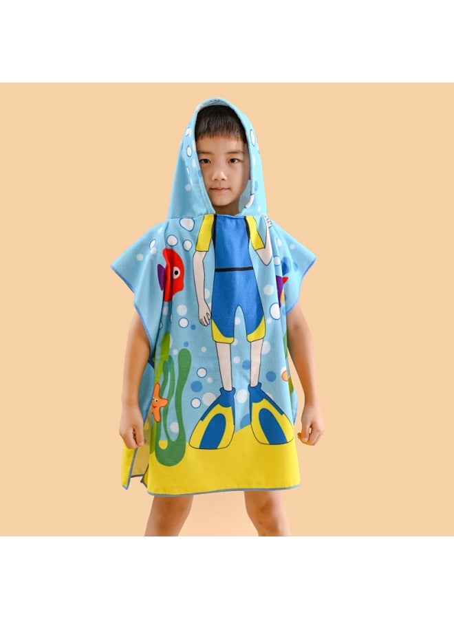 SHARP Children's Bath Towel Cape Cute Cartoon Print Soft Thickened Quick-drying Wearable Beach Towel - Image 1
