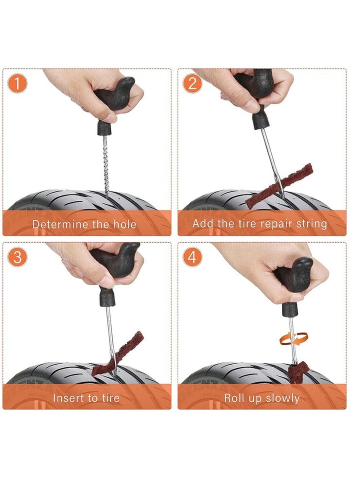 HERIOS Tubeless Tyre Puncture Repair Kit for Car & Bike, Car Puncture Kit includes Plier and Puncture Strips - Image 2